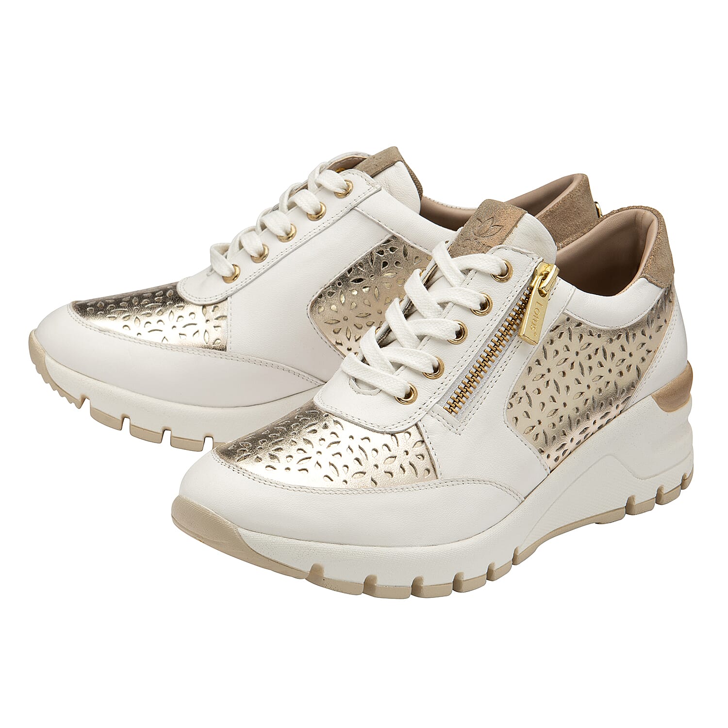 Lotus Shakira Leather Casual Trainers (Size 3) - White & Gold