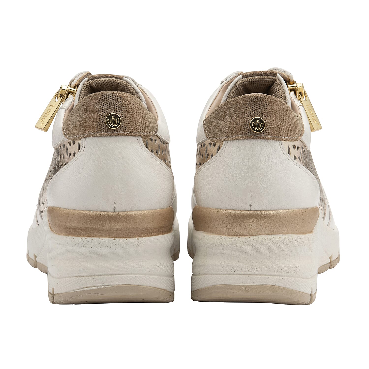 Lotus Shakira Leather Casual Trainers (Size 3) - White & Gold
