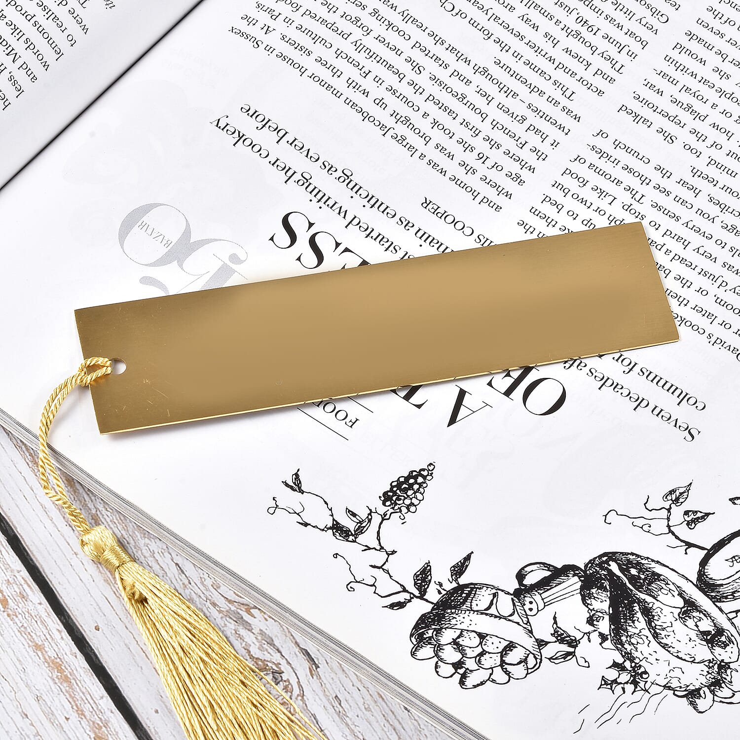 Personalized Rectangular Bookmark in Gold Tone
