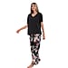 La Marey Viscose Floral Pattern Loungewear Set - Black