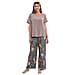 La Marey Viscose Floral Pattern Loungewear Set - Black