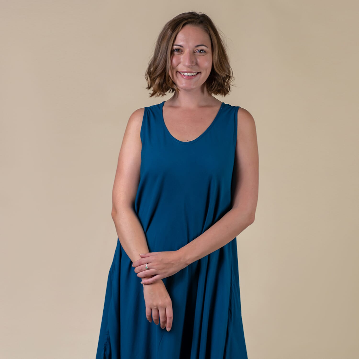 TAMSY 100% Viscose Womens Print Dress (Size:60x105Cm) - Blue