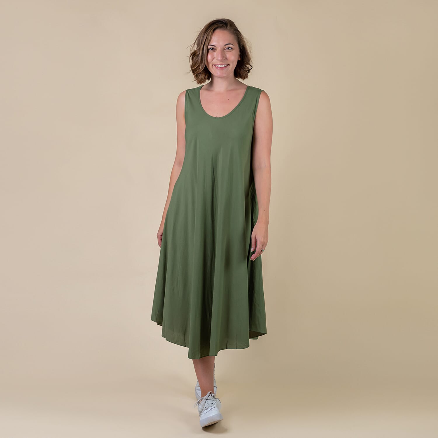 TAMSY 100% Viscose Womens Print Dress (Size-60x105Cm) - Green