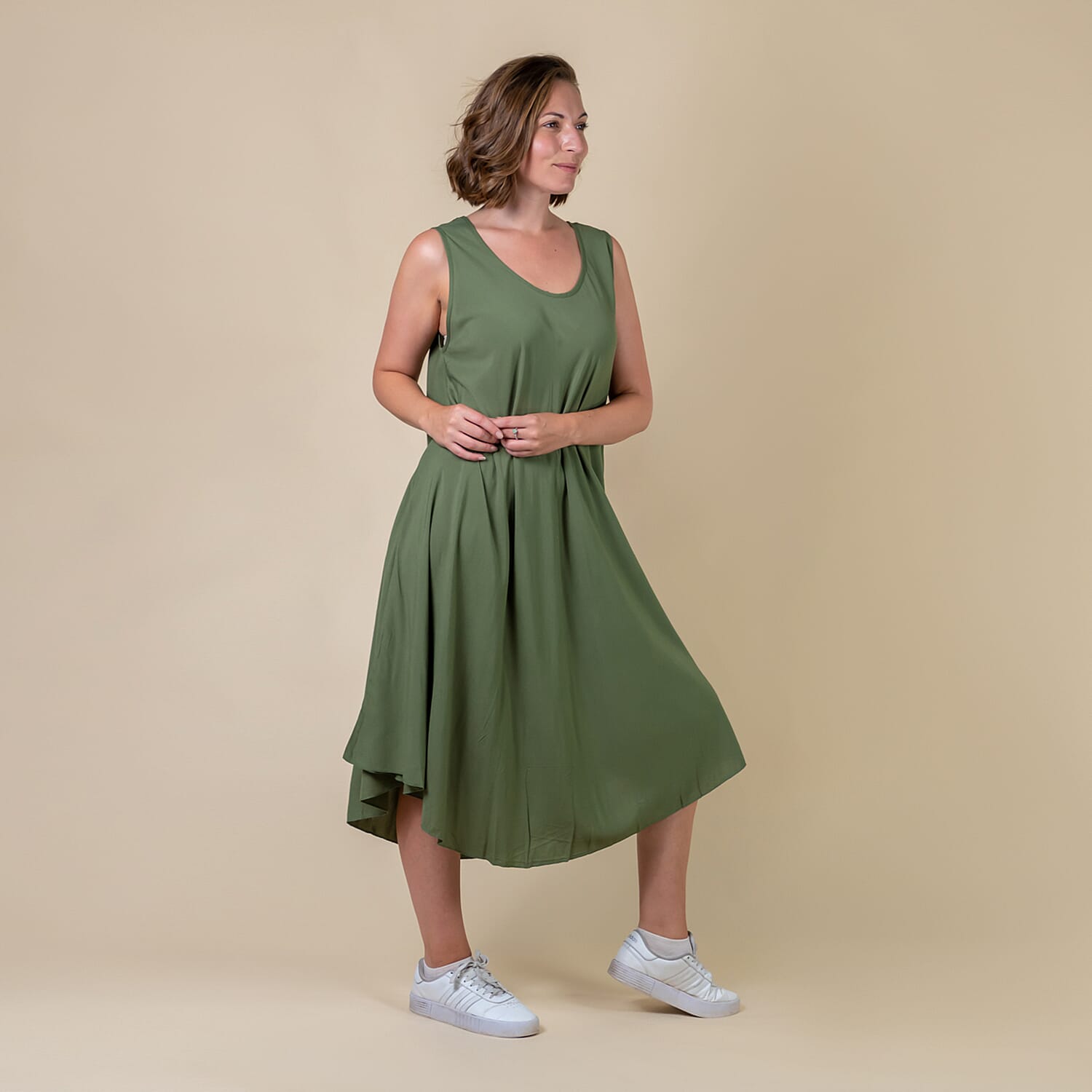 TAMSY 100% Viscose Womens Print Dress (Size-60x105Cm) - Green