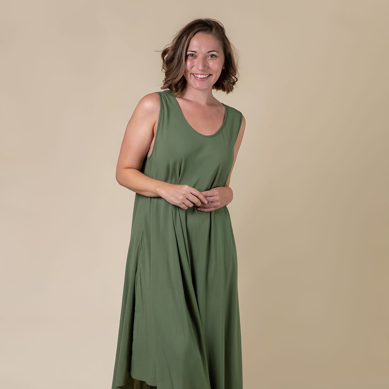 TAMSY 100% Viscose Womens Print Dress (Size-60x105Cm) - Green