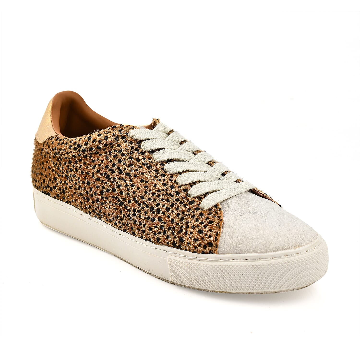 Ravel Leopard Print Lace Up Trainer in White and Brown Ravel Leopard Print Lace Up Trainer in White and Brown