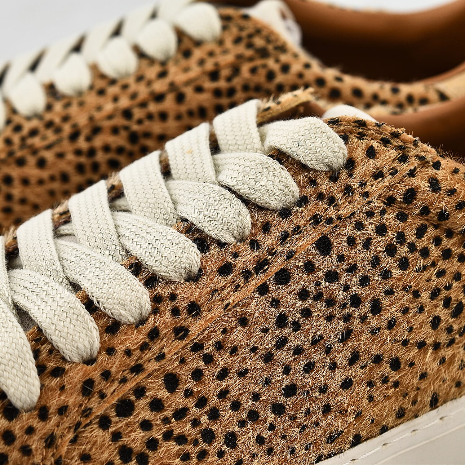 RAVEL Leopard Print Lace Up Trainer (Size 5) - White and Brown