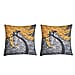 Set of 2 - Floral Tree Pattern Cushion Covers (Size 45 Cm) - Yellow & Coffee