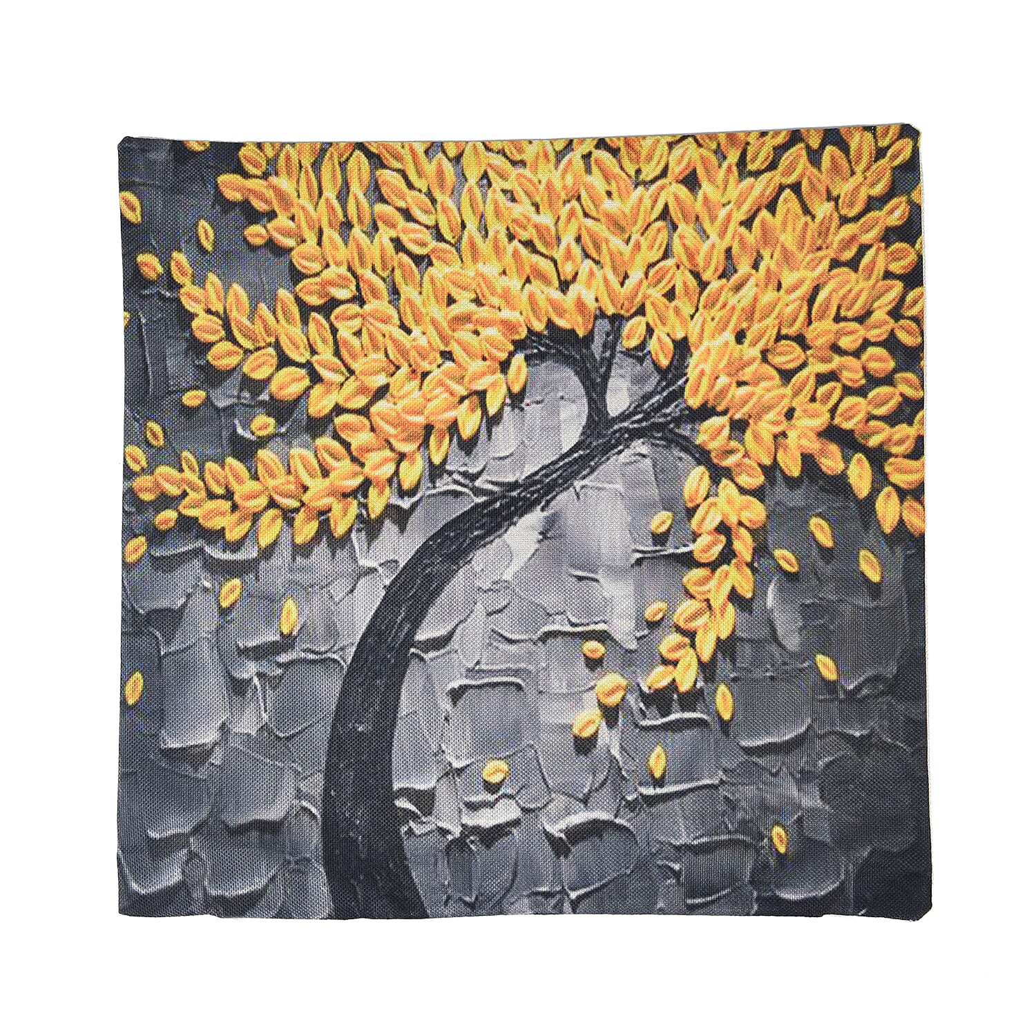 Set of 2 - Floral Tree Pattern Cushion Covers (Size 45 Cm) - Yellow & Grey