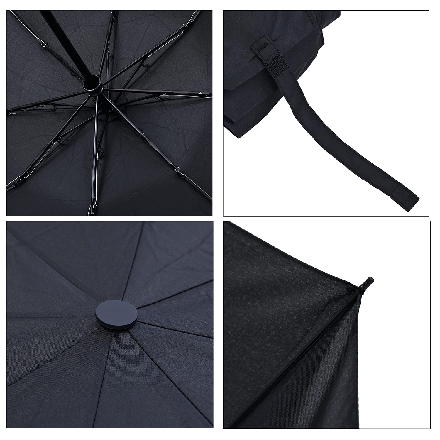 3 Fold Automatic Open Close Reverse Compact Inverted Umbrella - Black