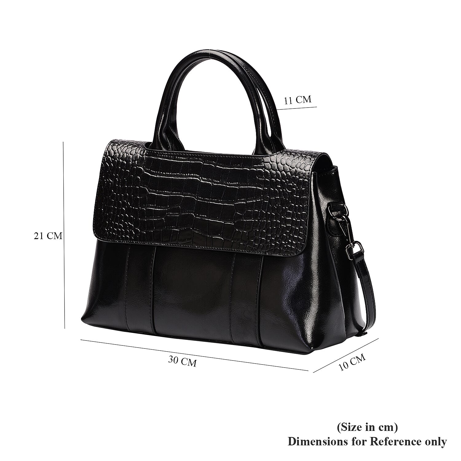 Hong Kong Closeout Collection Genuine Leather Womens Convertible Bag with Two long Strap - Black