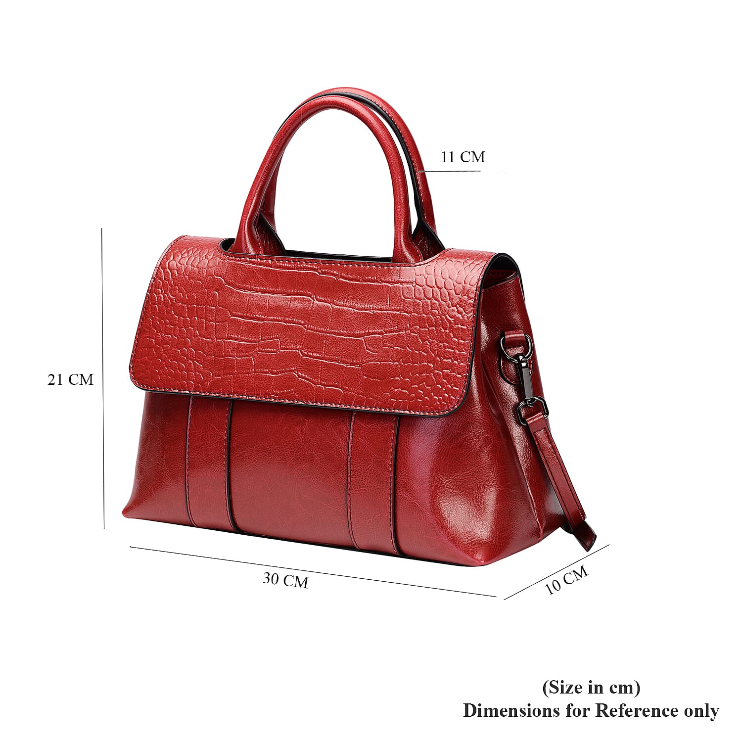 Hong Kong Closeout Collection Genuine Leather Womens Convertible Bag with Two long Strap (Size 31x11x21 Cm) - Red