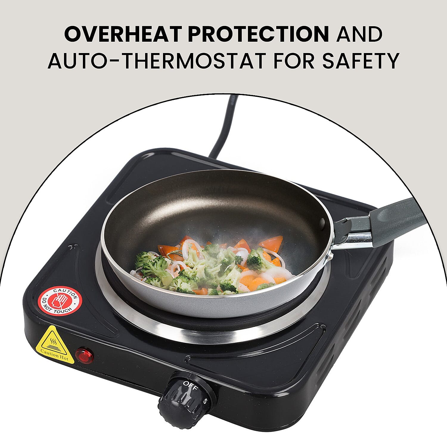 Homesmart 1000W Single Hot Plate for Cooking (Includes 5 Level of Pressure Temperature Control) - Black
