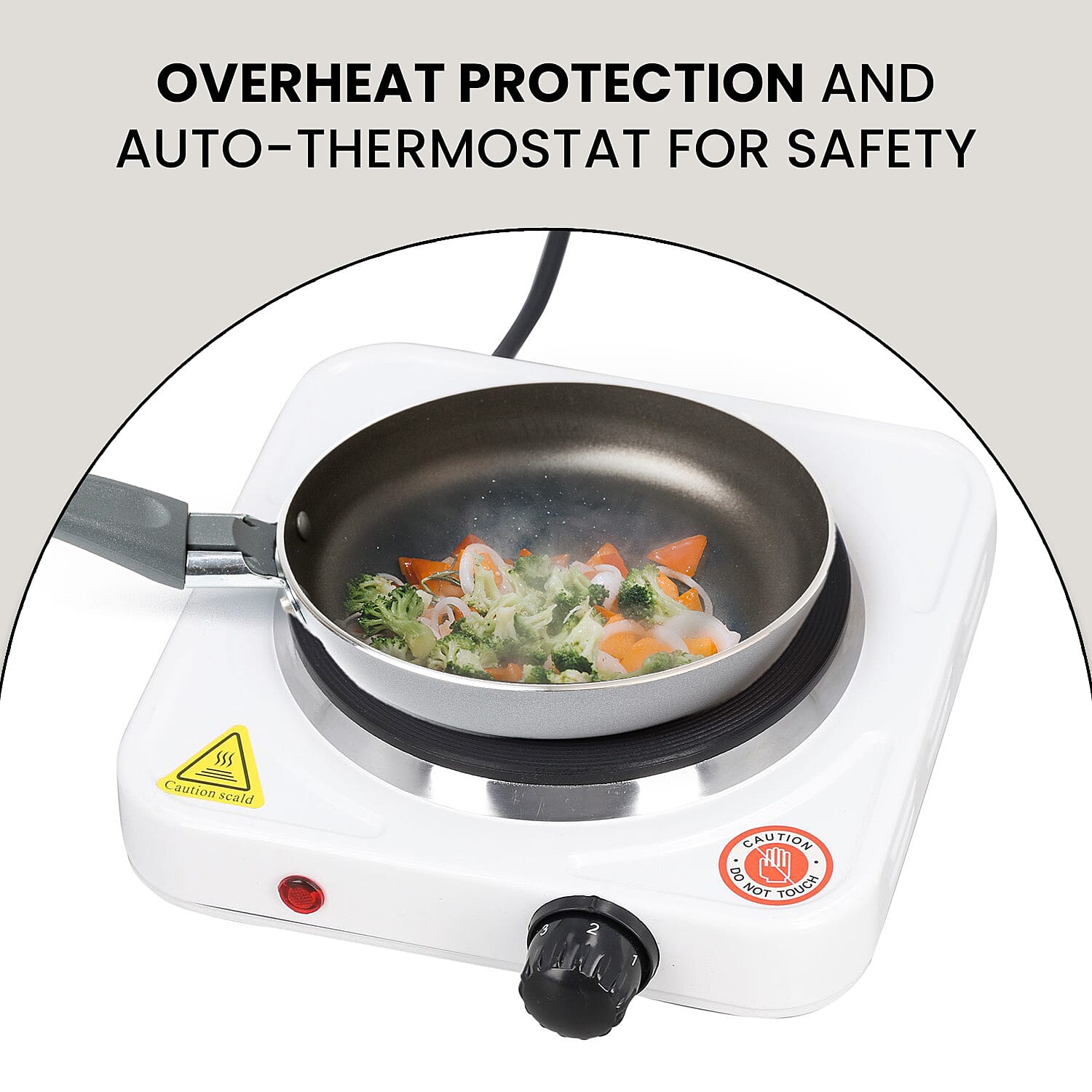 Homesmart 1000W Single Hot Plate for Cooking (Includes 5 Level of Pressure Temperature Control) - White