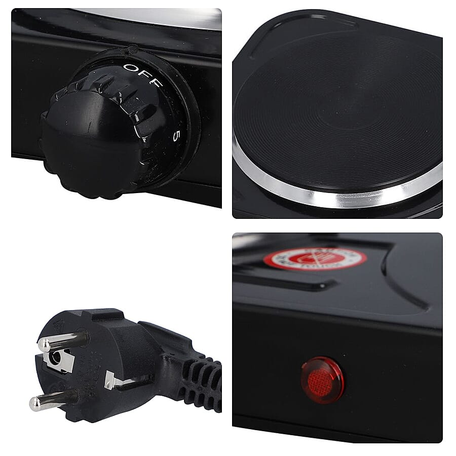 1000W Double Hot Plate for Cooking Includes 5 Level of Pressure and Powered by UK standard size plug Temperature Control - Black