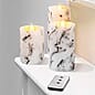 GloBrite Set of 3 Battery Operated Marble Flameless LED Wax Pillar Candles - Ivory