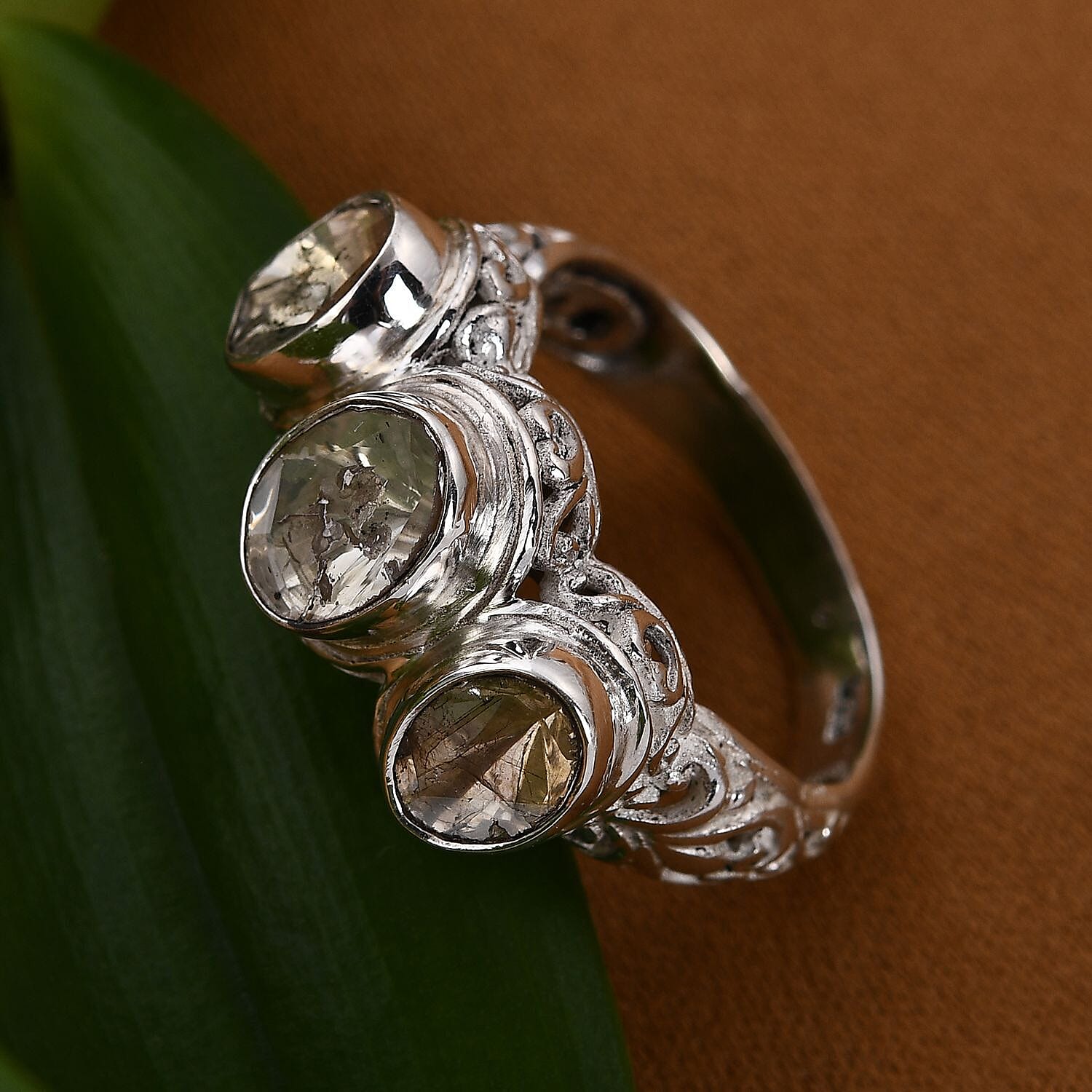 Royal Bali Collection- POLKI Diamond Ring in Sterling Silver 1.65 Ct, Silver Wt. 5.50 Gms