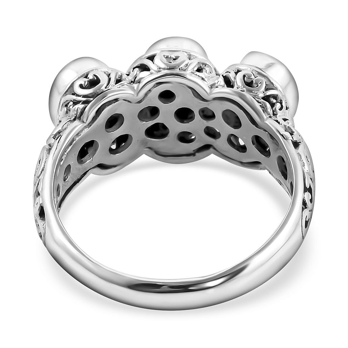 Royal Bali Collection- POLKI Diamond Ring in Sterling Silver 1.65 Ct, Silver Wt. 5.50 Gms