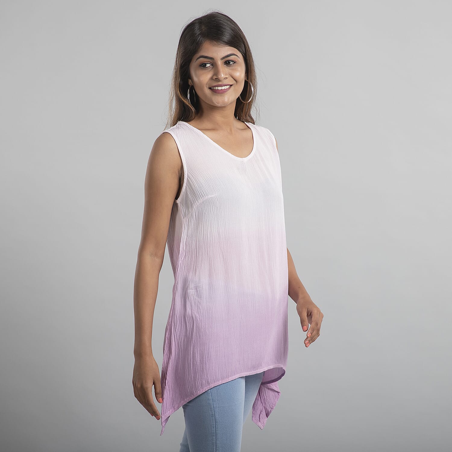 TAMSY Viscose Ombre Sleeveless Top - Blue