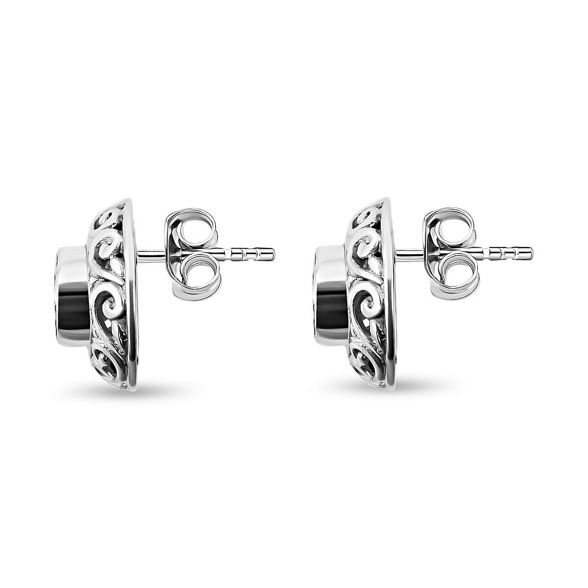 Royal Bali Collection- POLKI Diamond Stud Earrings in Sterling Silver 1.00 Ct.