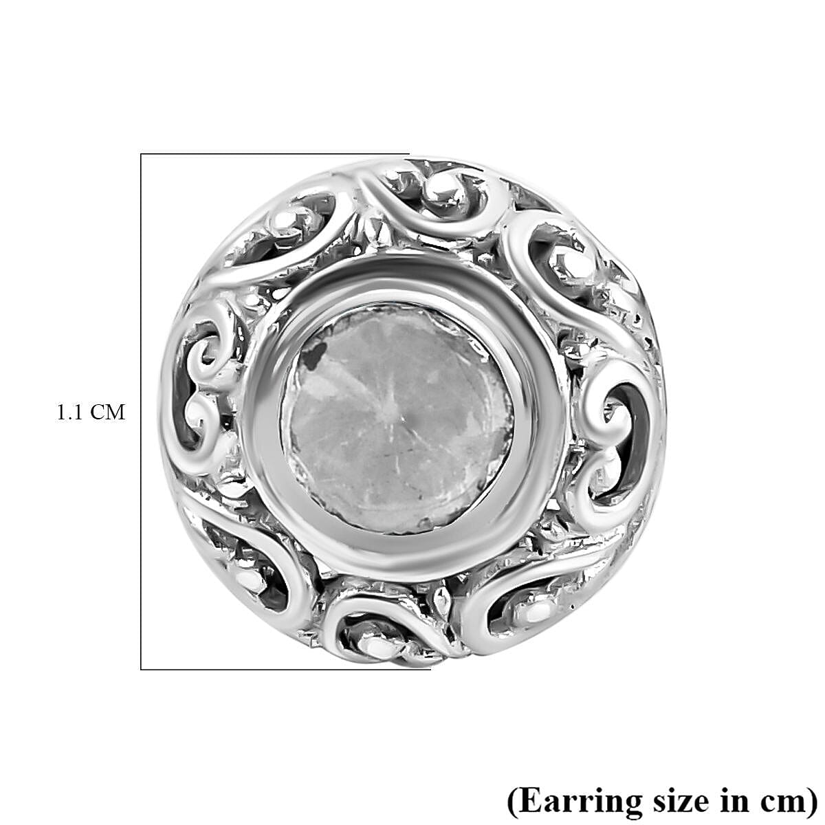 Royal Bali Collection- POLKI Diamond Stud Earrings in Sterling Silver 1.00 Ct.
