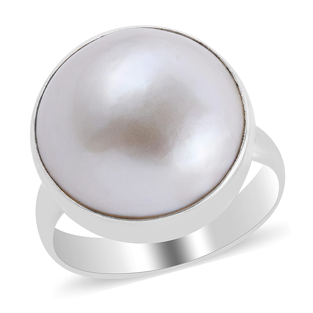 Royal Bali Collection - White Mabe Pearl Ring in Sterling Silver