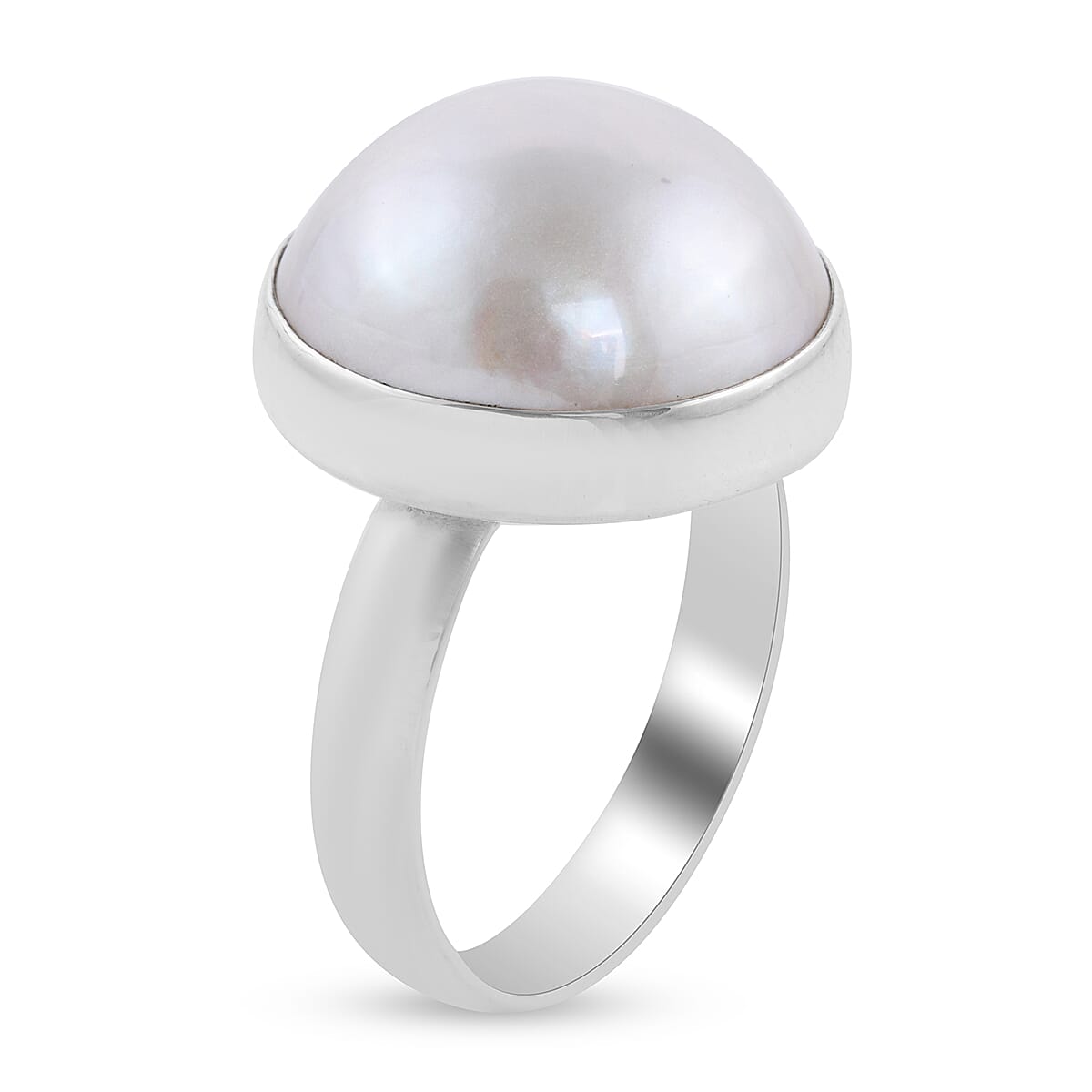 Royal Bali Collection - White Mabe Pearl Ring in Sterling Silver
