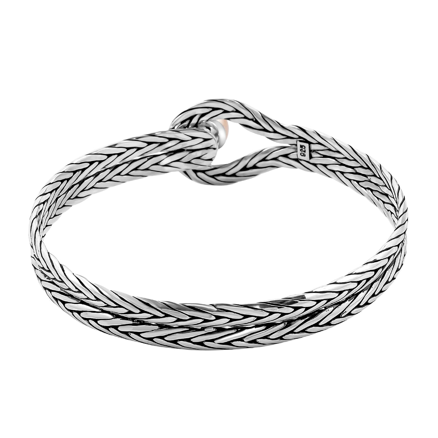 Bali Legacy Collection - Golden South Sea Pearl Bangle in Sterling Silver, Silver Wt. 22.50 Gms