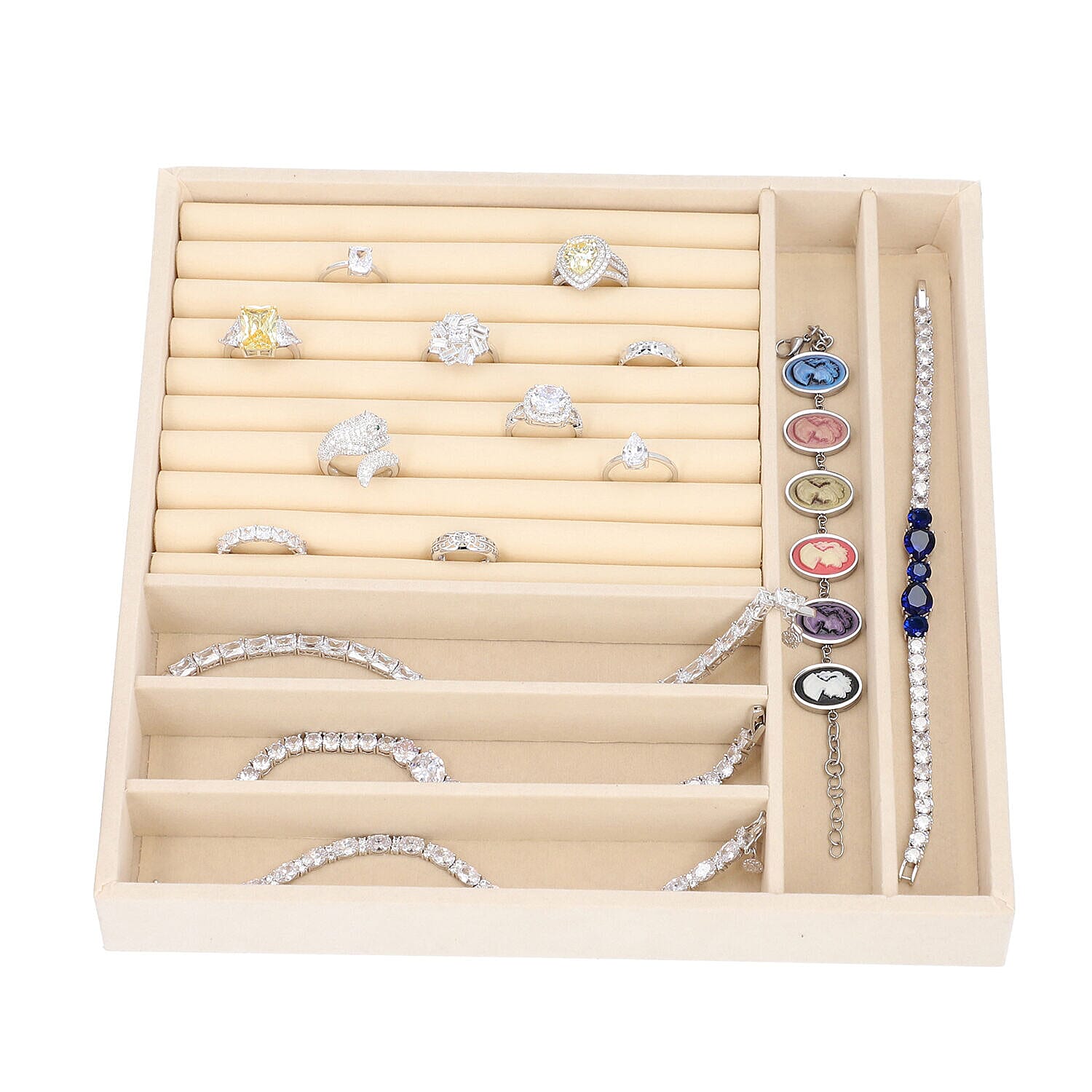 Two Tier Jewellery Box with Handle and Lock (Size 26x26x9Cm) - Pink