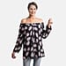 Viscose Printed Off Shoulder Top - Black