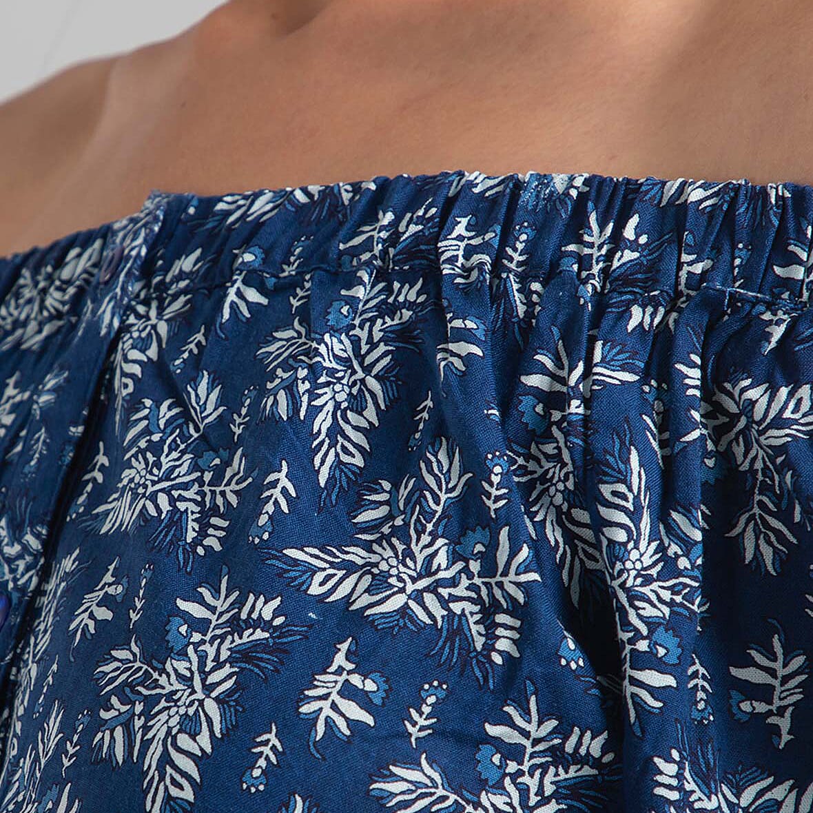 Viscose Printed Off Shoulder Top - Black