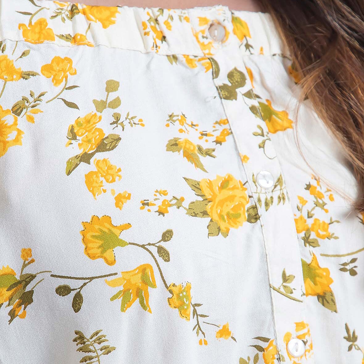 Viscose Printed Off Shoulder Top - Black