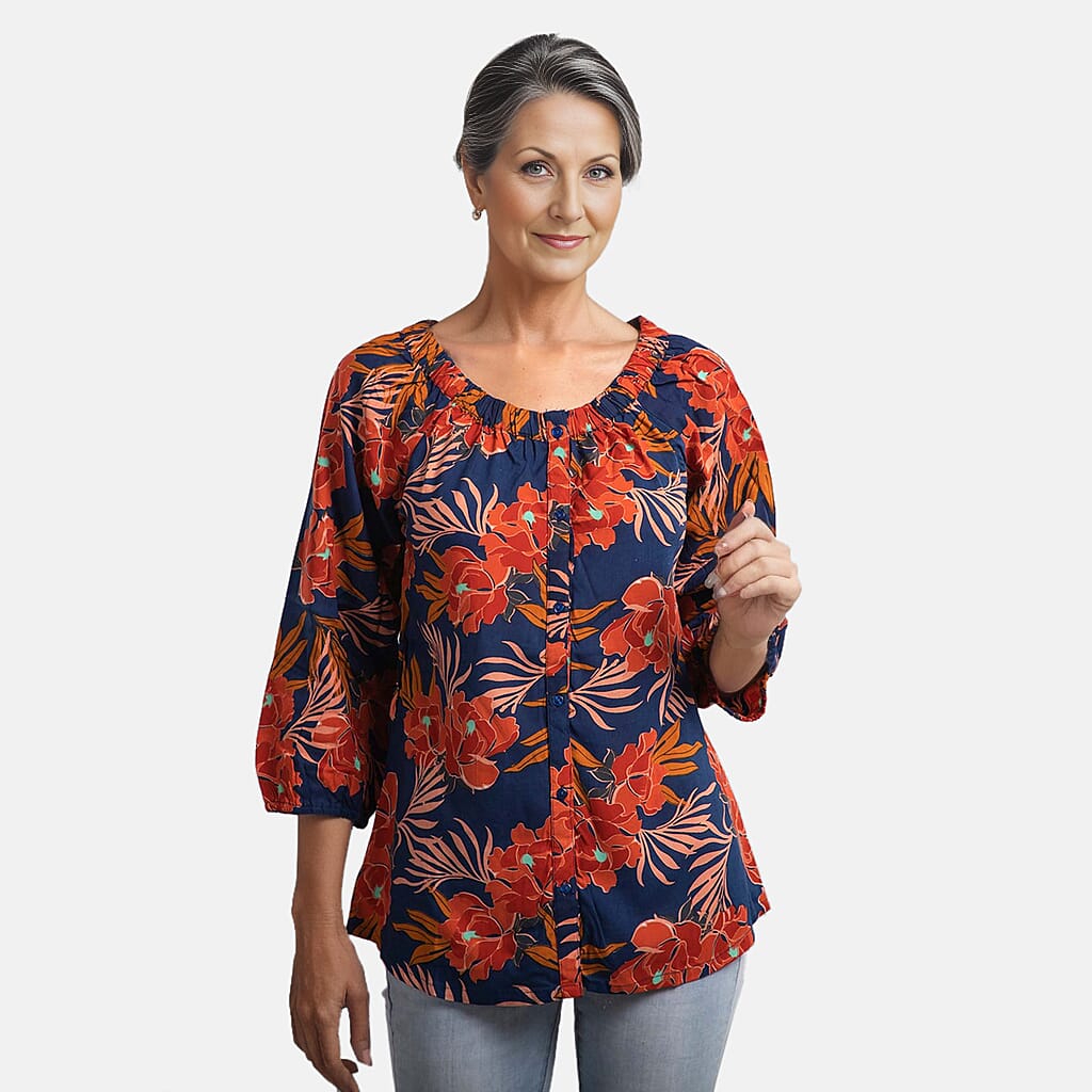 Viscose Printed Off Shoulder Top - Black
