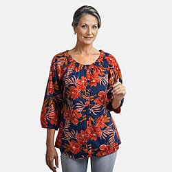 Viscose Printed Off Shoulder Top - Black