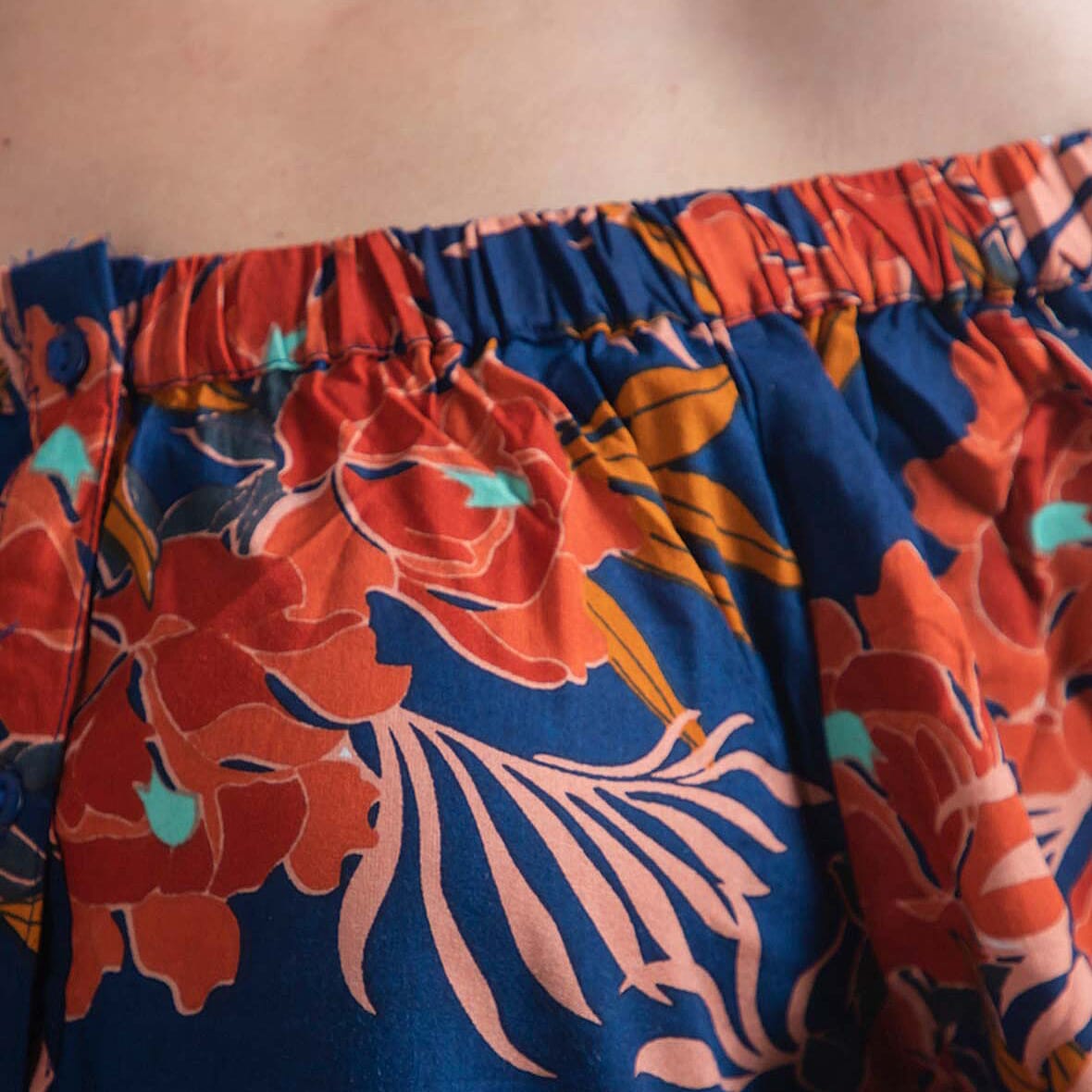 Viscose Printed Off Shoulder Top - Black