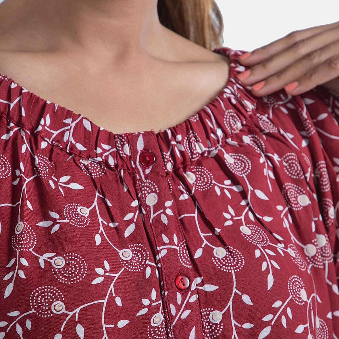 Viscose Printed Off Shoulder Top - Black