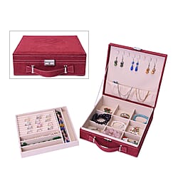 Two Tier Jewellery Box with Handle and Lock - Blue