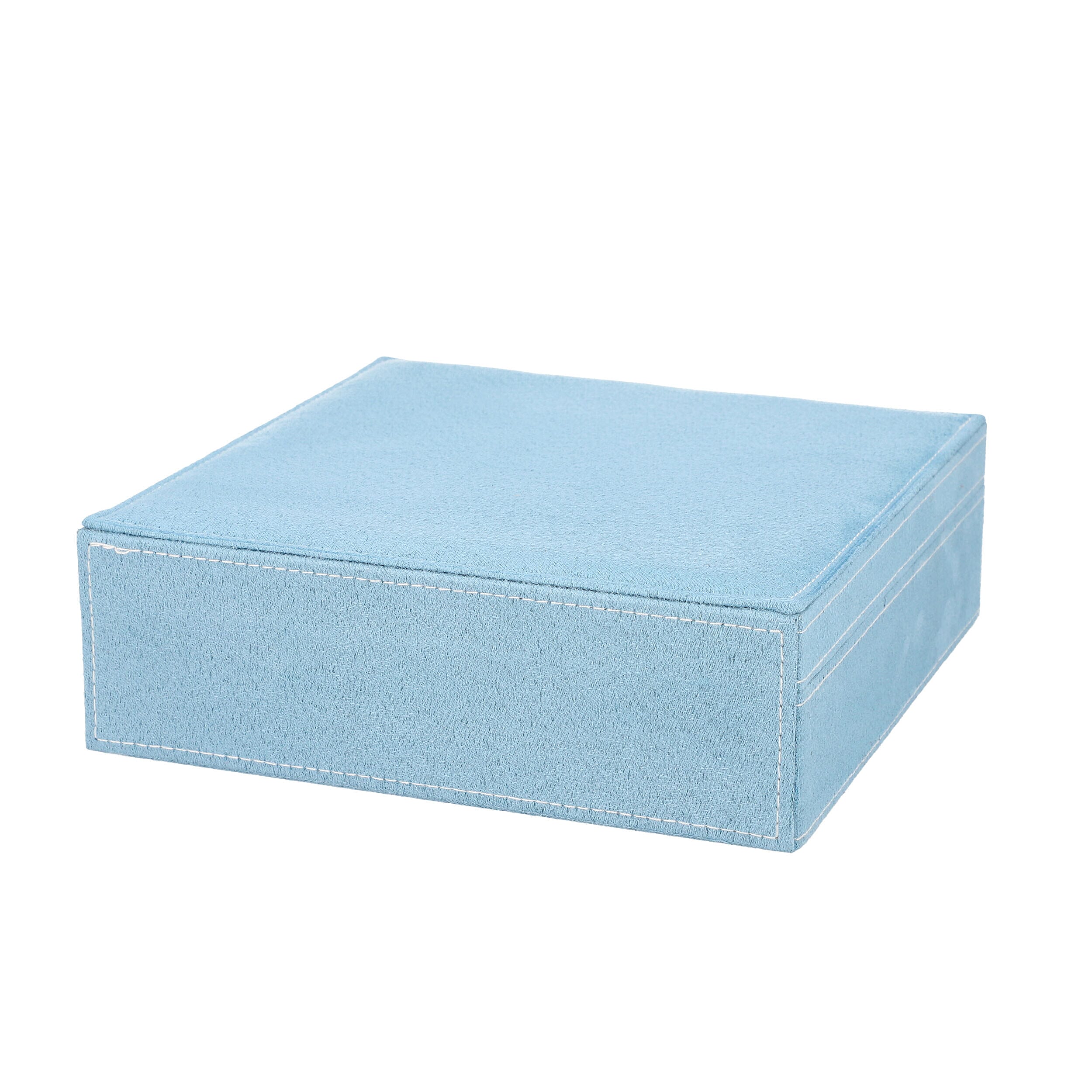 Two Tier Jewellery Box with Handle and Lock (Size 26x26x9Cm) - Turquoise Blue