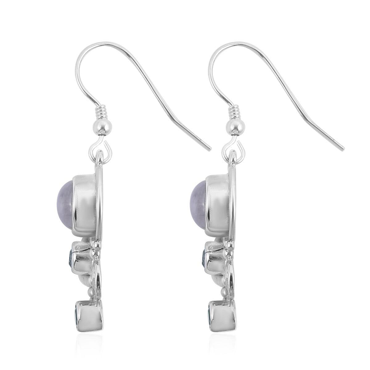 Royal Bali Gem Vitality Collection - Rainbow Moonstone, Blue Topaz and Blue Apatite Earrings in Sterling Silver 3.68 Ct.