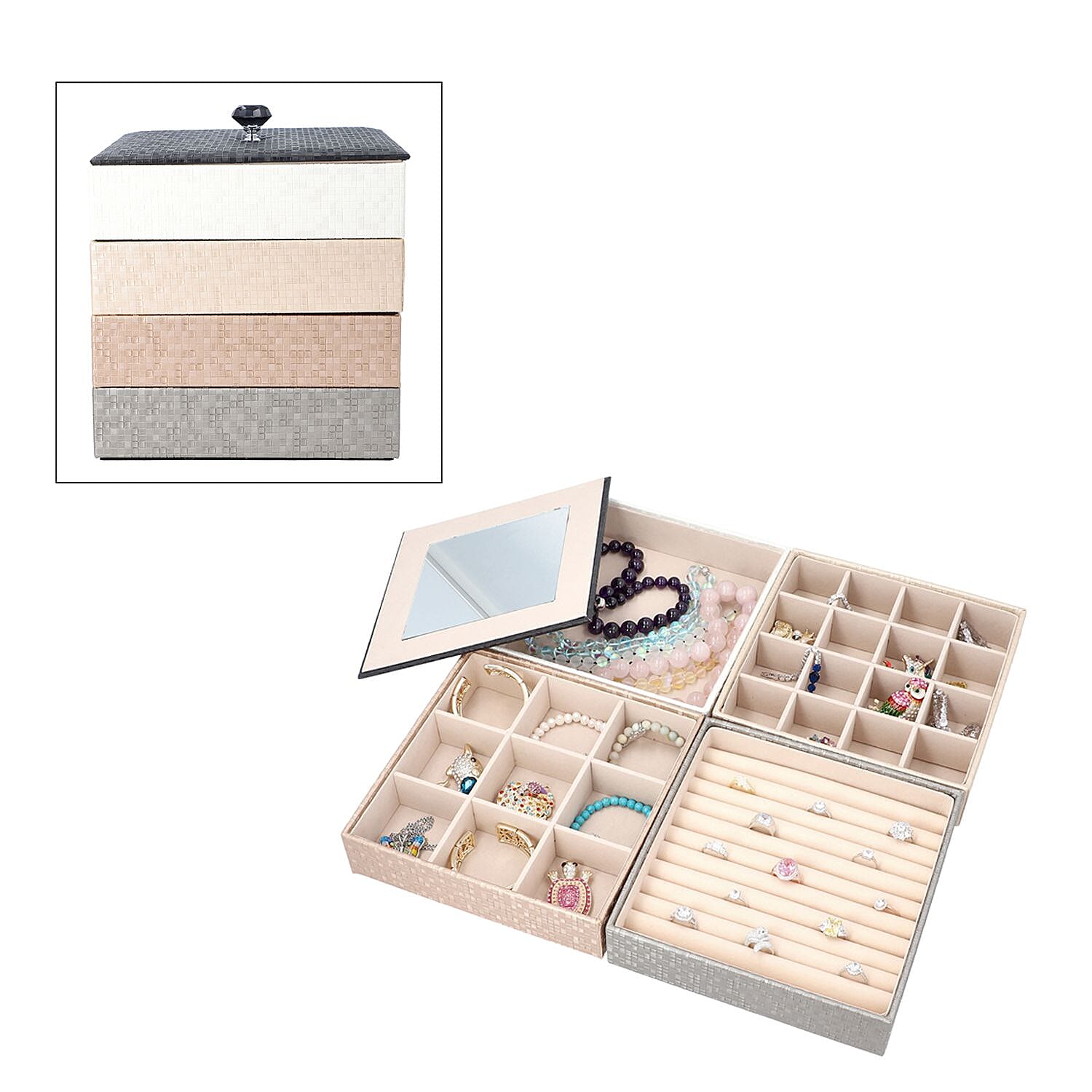 4 Layer Stackable Jewellery Organizer (Size 21x21x21 Cm) - Ombre