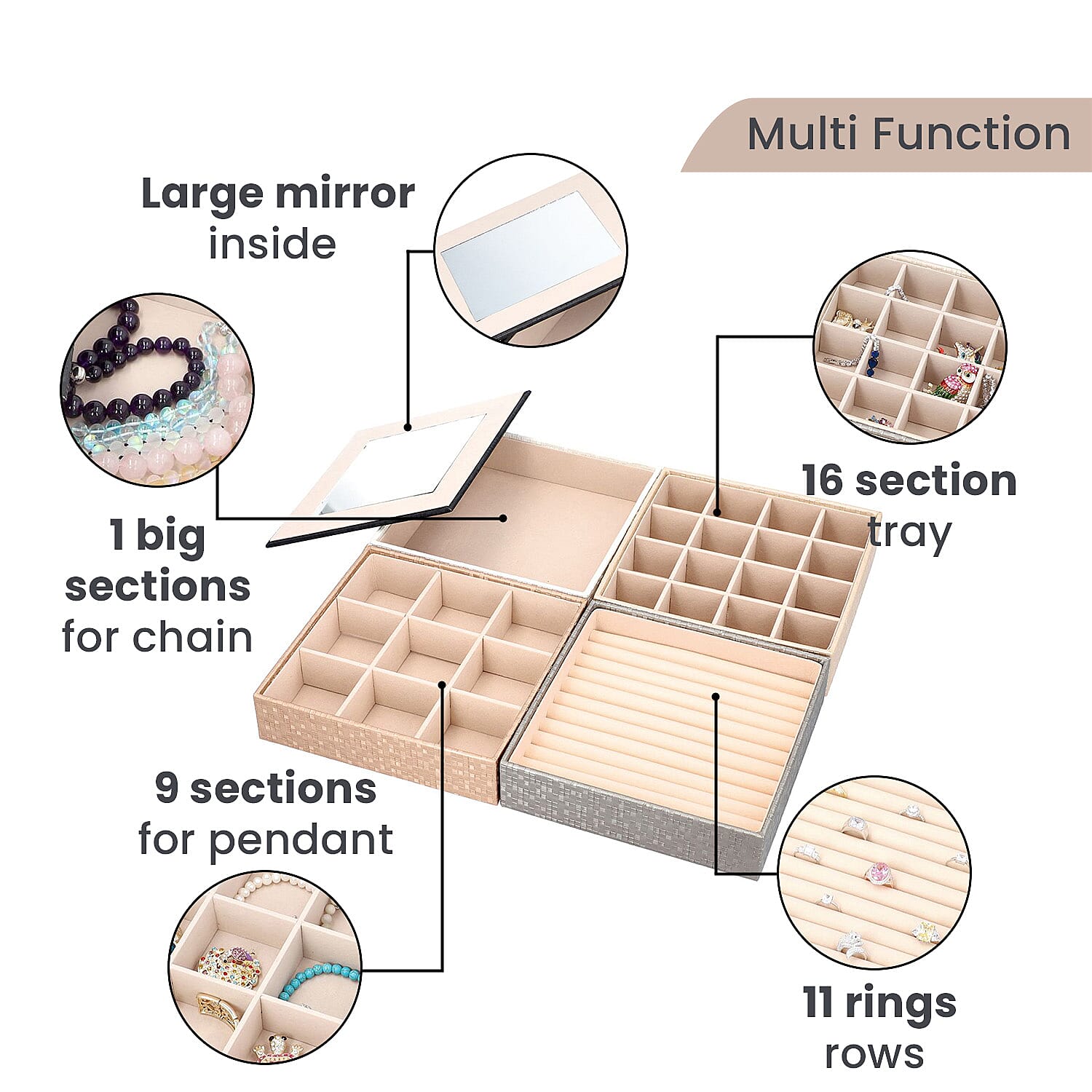 4 Layer Stackable Jewellery Organizer (Size 21x21x21 Cm) - Ombre
