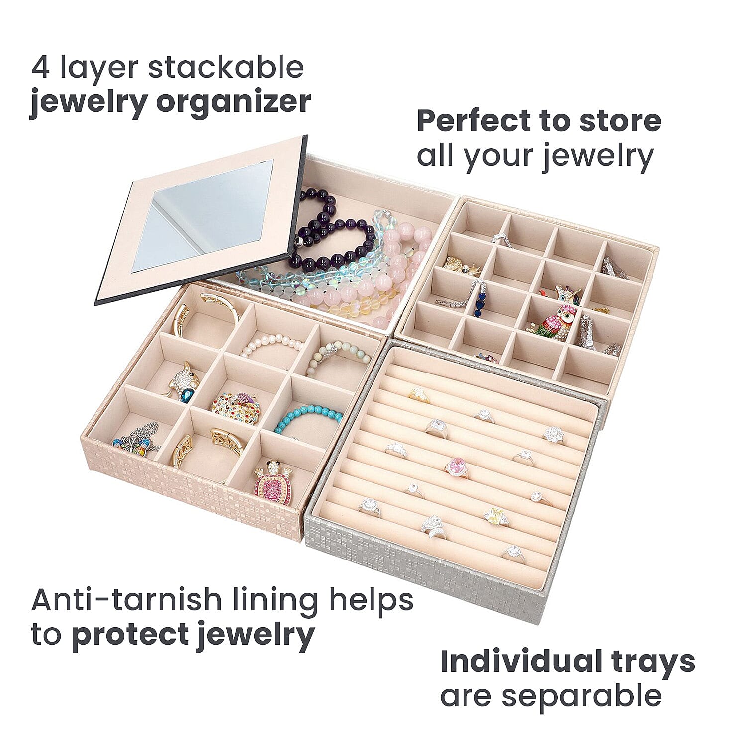 4 Layer Stackable Jewellery Organizer (Size 21x21x21 Cm) - Ombre