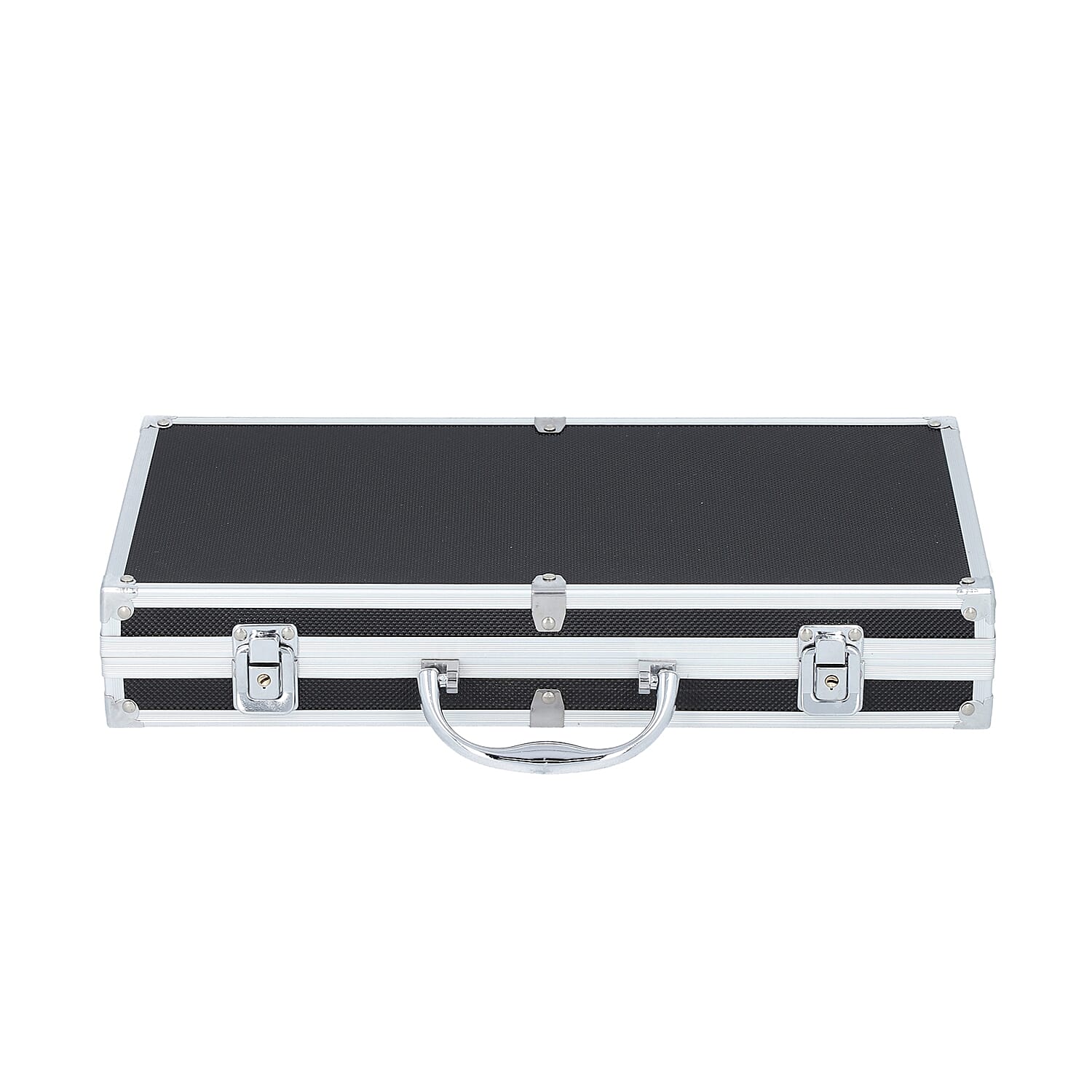 Portable Small Dot Pattern Jewellery Box with Handle and Anti Tarnish Lining in Lock Clasp- Black