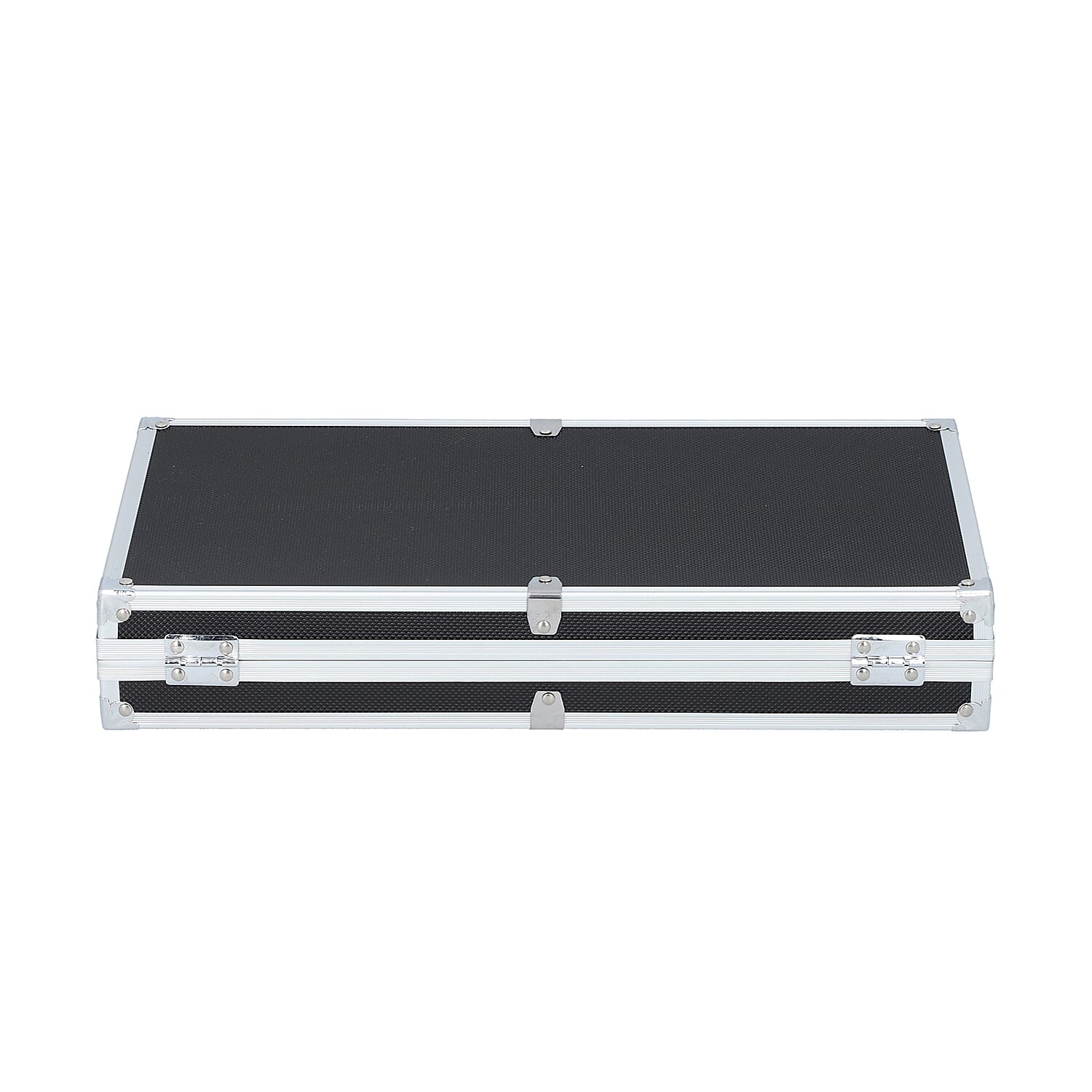 Portable Small Dot Pattern Jewellery Box with Handle and Anti Tarnish Lining in Lock Clasp- Black