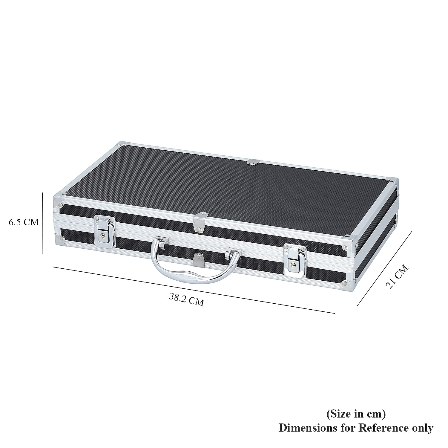 Portable Small Dot Pattern Jewellery Box with Handle and Anti Tarnish Lining in Lock Clasp- Black