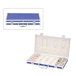 Portable Small Dot Pattern Jewellery Box with Handle and Anti Tarnish Lining in Lock Clasp- Black