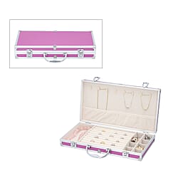 Portable Small Dot Pattern Jewellery Box with Handle and Anti Tarnish Lining in Lock Clasp- Black