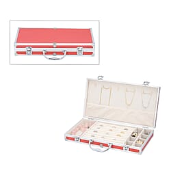 Portable Small Dot Pattern Jewellery Box with Handle and Anti Tarnish Lining in Lock Clasp- Black