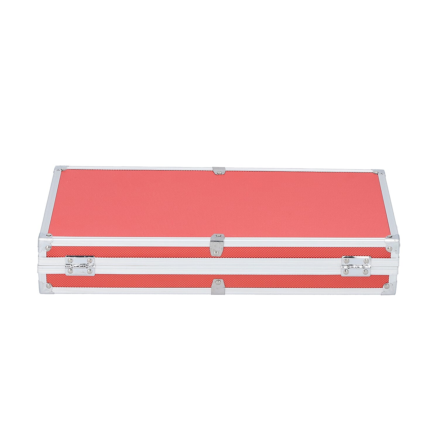 Portable Small Dot Pattern Jewellery Box with Handle and Anti Tarnish Lining in Lock Clasp (Size:38x21x6 Cm) - Red