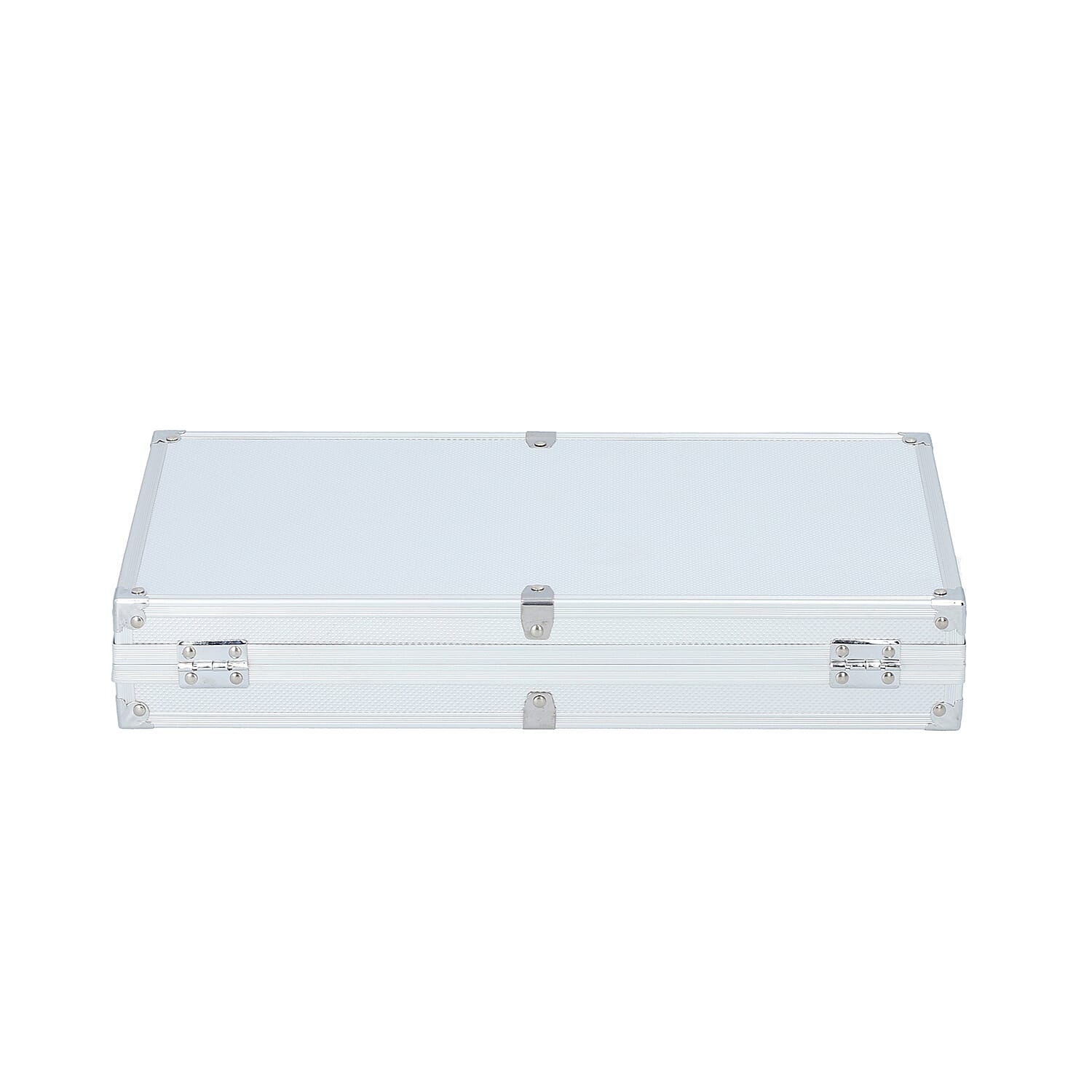 Portable Small Dot Pattern Jewellery Box with Handle and Anti Tarnish Lining in Lock Clasp (Size-38x21x6 Cm) - Silver